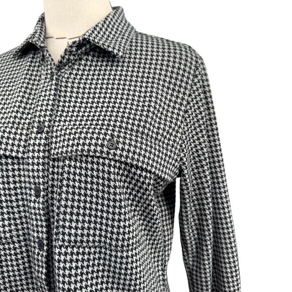Silly People Black White Houndstooth Button Up‎ Shirt Shacket Womens Small - Picture 2 of 10